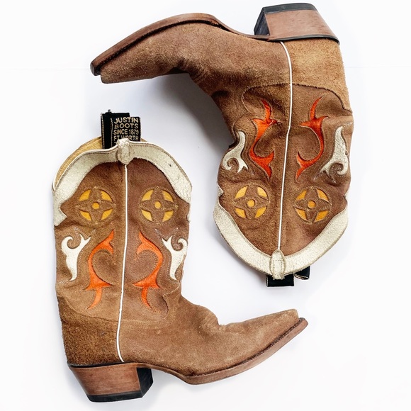 Justin Boots Shoes - Suede Vintage Western Justin Boots Made in Mexico